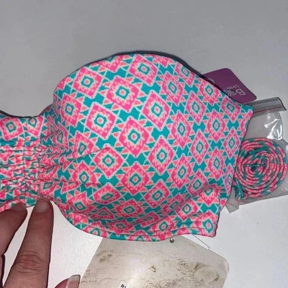 NWT 32C Coco Rave push up removable strap ruched middle bikini top - Picture 2 of 8